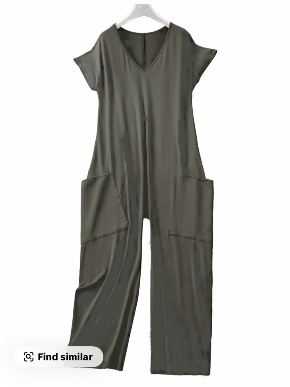 Never worn Women’s large charcoal grey Casual V-Neck Jumpsuit with Pockets - Picture 2 of 6